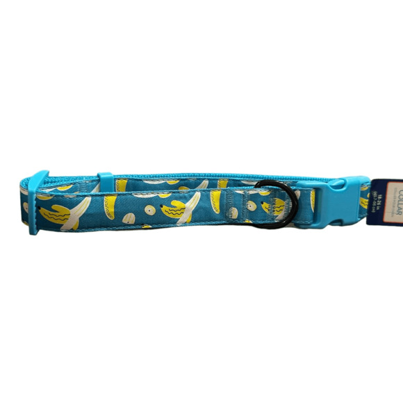 Top Paw Banana Adjustable Dog Collar Size Small Blue Yellow D-Ring Fashion - Picture 3 of 5
